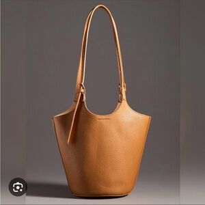 Antik Kraft: Tan Leather Pebbled Bucket Bag